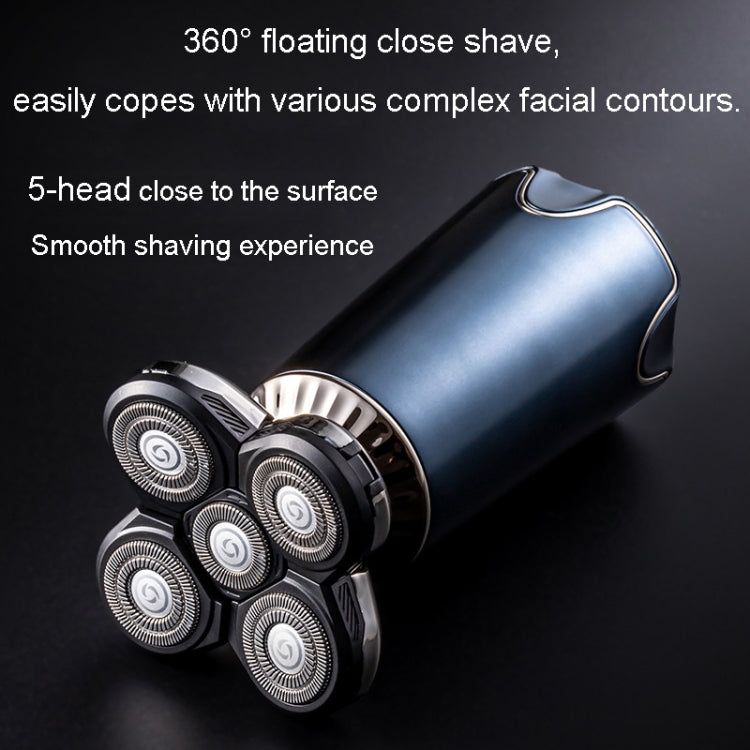 Men Multifunctional Electrical Shaver Rechargeable 5-Blade Shaving Razor(Dark Blue)