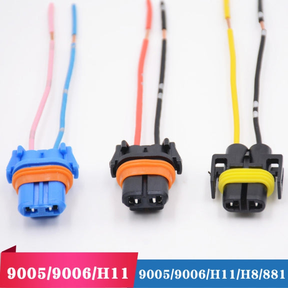 1pair For 9005 Car Headlight Socket Light Holder Plug With Cable