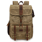 Large Capacity SLR Digital Camera Bag Laptop Backpack Canvas Storage Bag(Khaki)