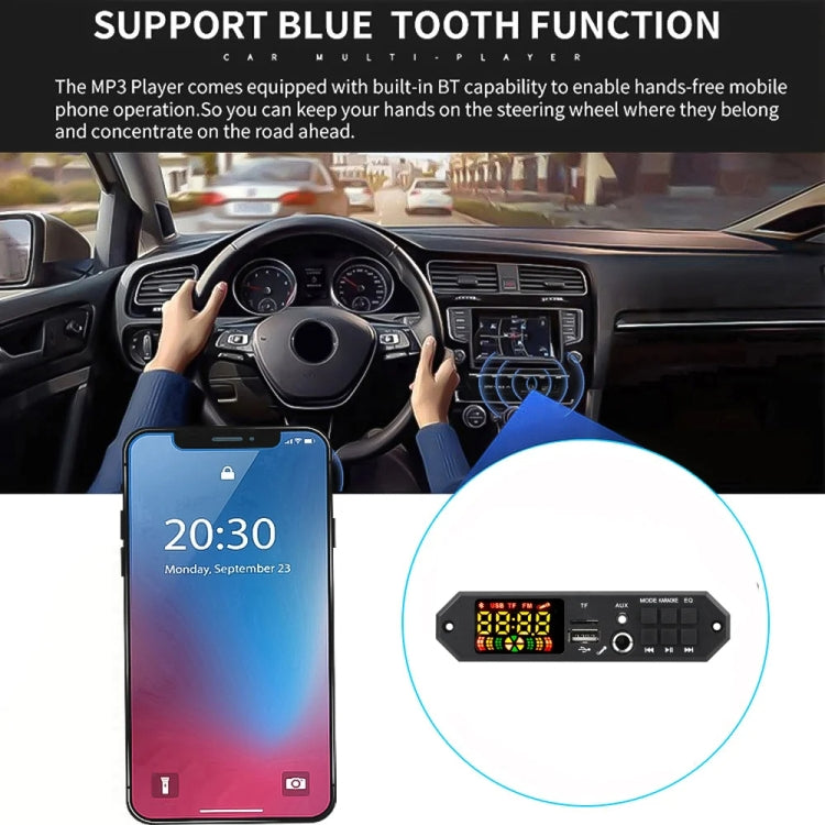 80W 12V Bluetooth MP3 Decoder Board With Power Amplifier Color Screen Call Recording, Model: Small Remote Control