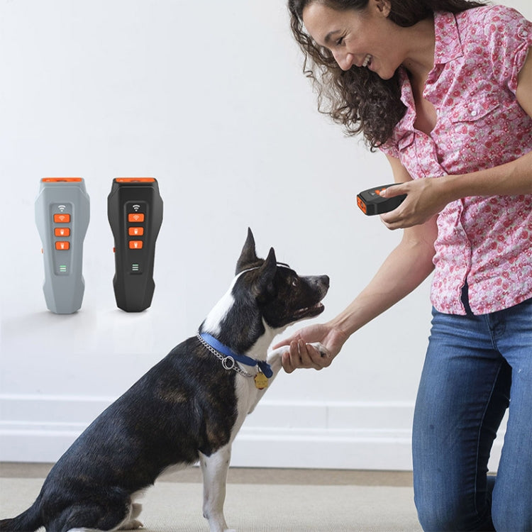 LED Flashing Light Handheld Ultrasonic Bark Arrester Frequency Conversion Dog Training Device(Black+Orange)