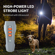LED Flashing Light Handheld Ultrasonic Bark Arrester Frequency Conversion Dog Training Device(Black+Orange)