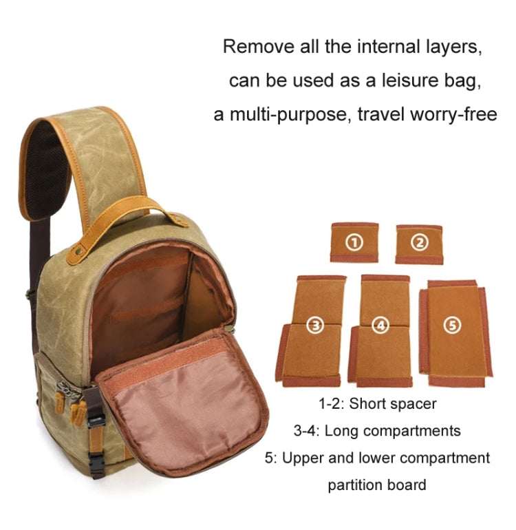 Outdoor Canvas Wear-resistant Water-resistant Photography Shoulder Bag(Army Green)