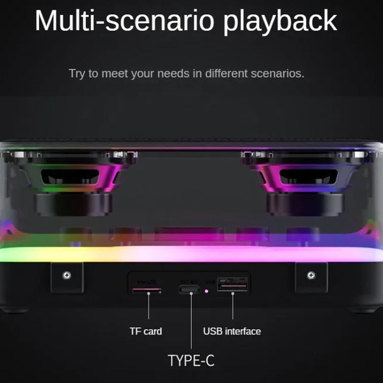 Wireless Bluetooth Speaker Subwoofer with Colorful Lights Supports U Disk(Black)