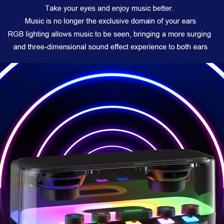Wireless Bluetooth Speaker Subwoofer with Colorful Lights Supports U Disk(Black)
