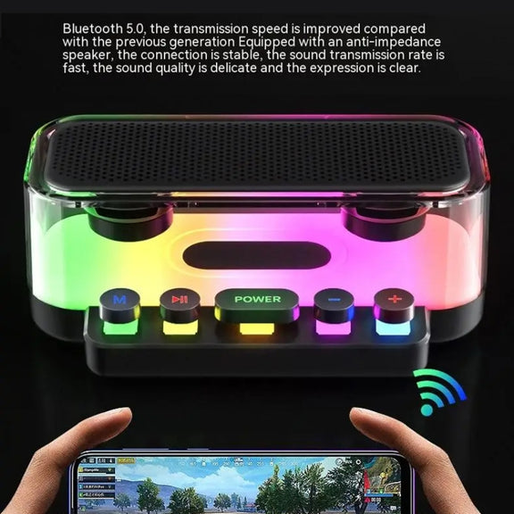 Wireless Bluetooth Speaker Subwoofer with Colorful Lights Supports U Disk(Black)