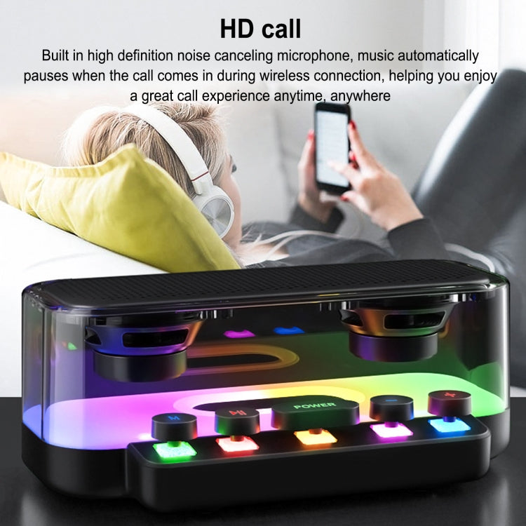 Wireless Bluetooth Speaker Subwoofer with Colorful Lights Supports U Disk(Black)
