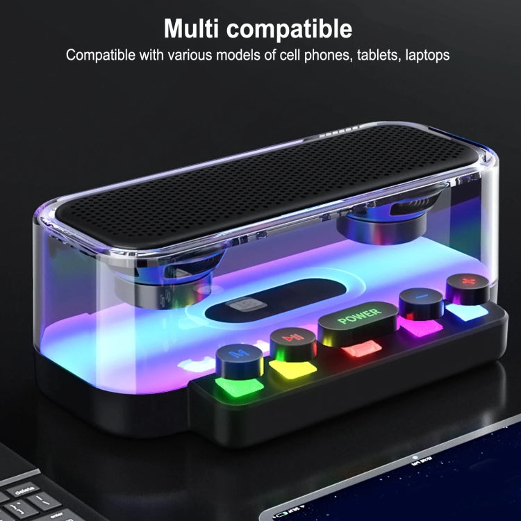 Wireless Bluetooth Speaker Subwoofer with Colorful Lights Supports U Disk(Black)