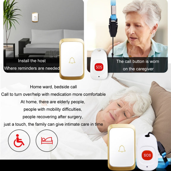 CACAZI C20 Two To Three Wireless Pager For The Elderly Home Care Water-resistant Emergency Pager, EU Plug(Silver)