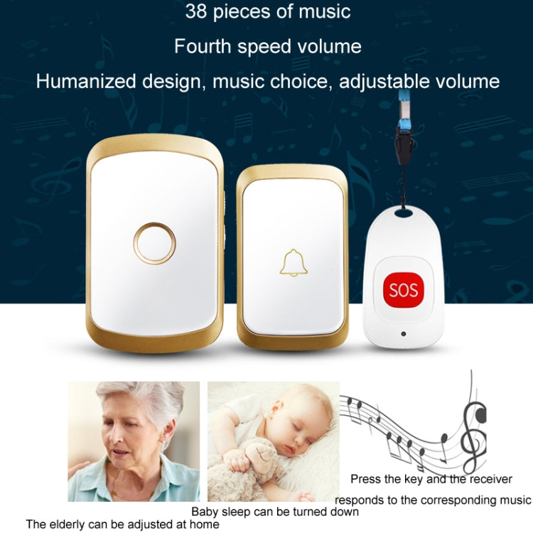 CACAZI C20 Two To Three Wireless Pager For The Elderly Home Care Water-resistant Emergency Pager, EU Plug(Silver)