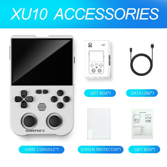 AMPOWN XU10 Handheld Game Console 3.5-Inch IPS Screen Linux System Portable Video Arcade 64G(White)