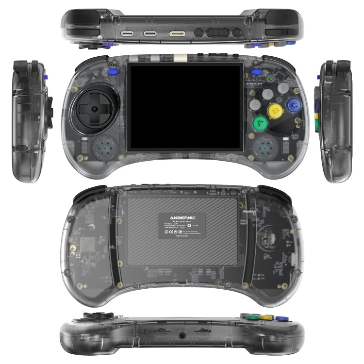 ANBERNIC RG ARC-S Handheld Game Console 4-Inch IPS Screen Linux System Portable Video Arcade 128G(Transparent Black)