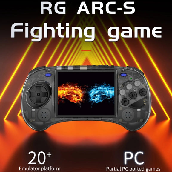 ANBERNIC RG ARC-S Handheld Game Console 4-Inch IPS Screen Linux System Portable Video Arcade 128G(Transparent Black)