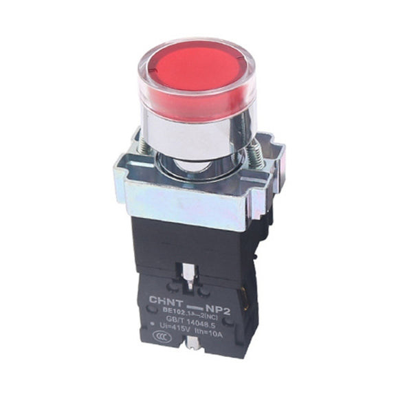 CHINT NP2-BW3463/220V 2 NO Pushbutton Switches With LED Light Silver Alloy Contact Push Button (Red)