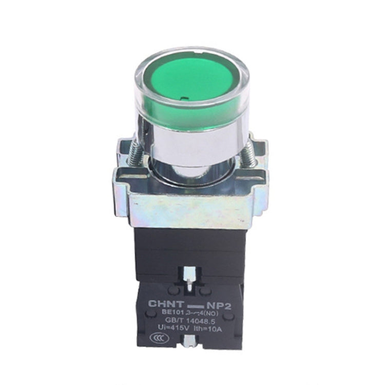 CHINT NP2-BW3361/220V 1 NO Pushbutton Switches With LED Light Silver Alloy Contact Push Button (Green)