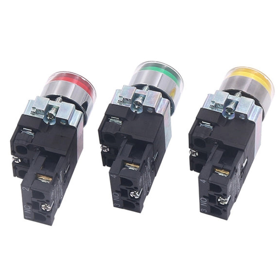 CHINT NP2-BW3363/24V 2 NO Pushbutton Switches With LED Light Silver Alloy Contact Push Button (Green)