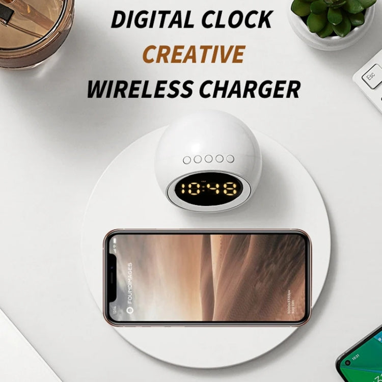 K22T 15W Multifunctional Rotatable Clock Night Light Wireless Fast Charger, Color: White