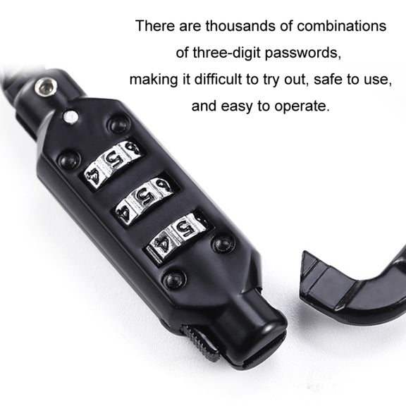 Universal Safety Code Wire Rope Helmet Lock for Motorcycles Bicycles, Black+Storage Bag