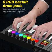 MD02 25 Key USB Keyboard And Drum Pad MIDI Controller Keyboard Piano(Black)