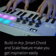 M-VAVE SMK-25 USB MIDI Keyboard Controller With 8 Back Drum Pads(White)