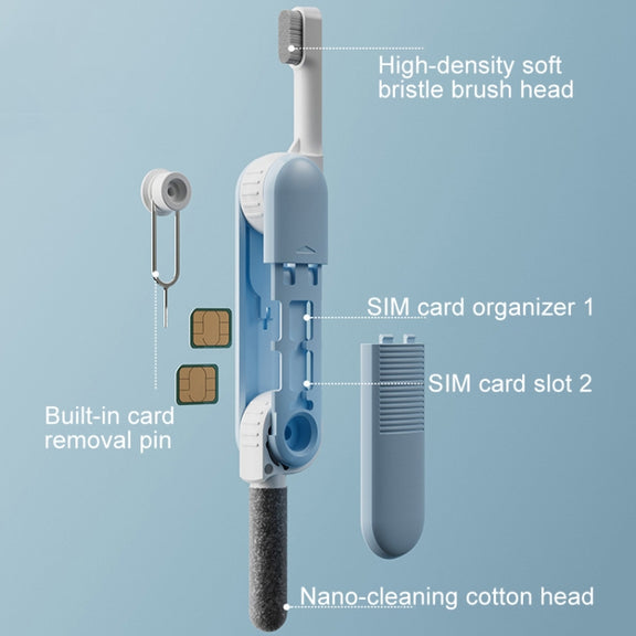 Bluetooth Earphone Cleaning Artifact Phone Dust Removal Tool Multi-Function Cleaning Brush(Grey)