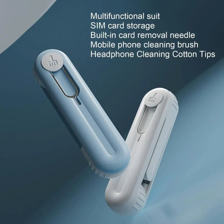 Bluetooth Earphone Cleaning Artifact Phone Dust Removal Tool Multi-Function Cleaning Brush(Sky Blue)