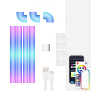 4pcs+3 Corners WiFi 12V RGBIC Splicing Wall Light Intelligent Remote Control Indoor Decorative Ambient Lights(EU Plug)