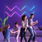 8pcs+4 Corners WiFi  12V RGBIC Splicing Wall Light Intelligent Remote Control Indoor Decorative Ambient Lights(UK Plug)