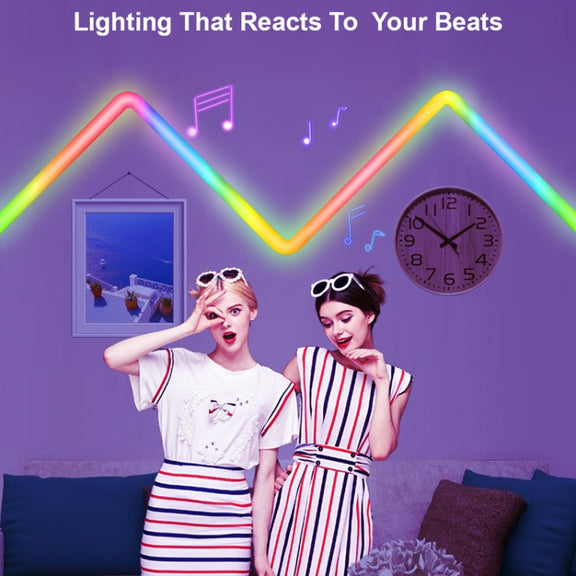 8pcs+4 Corners Bluetooth 12V RGBIC Splicing Wall Light Intelligent Remote Control Indoor Decorative Ambient Lights(UK Plug)