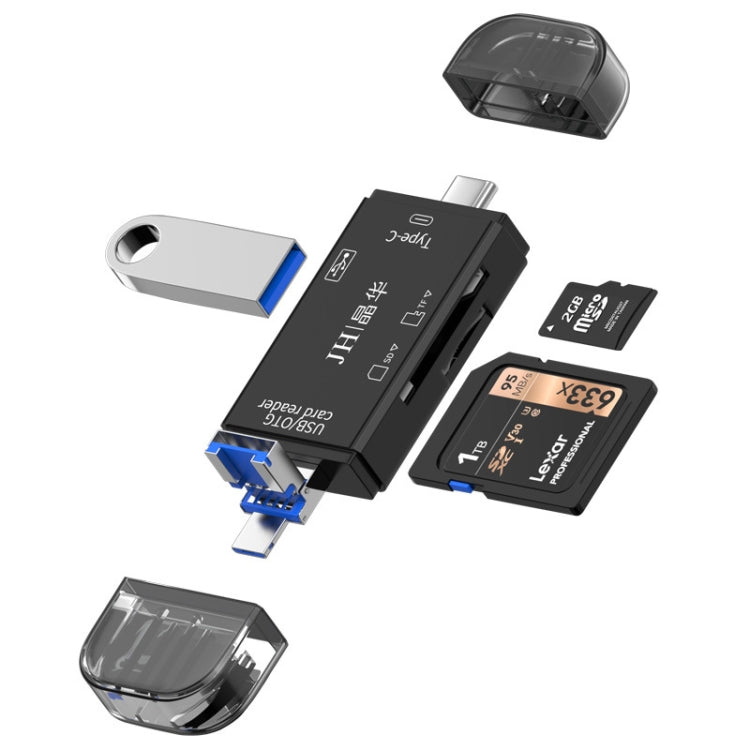 JINGHUA USB2.0 Multi-Function Card Reader SD/TF Dual Card Slot Cell Phone Computer Card Reader(Black)