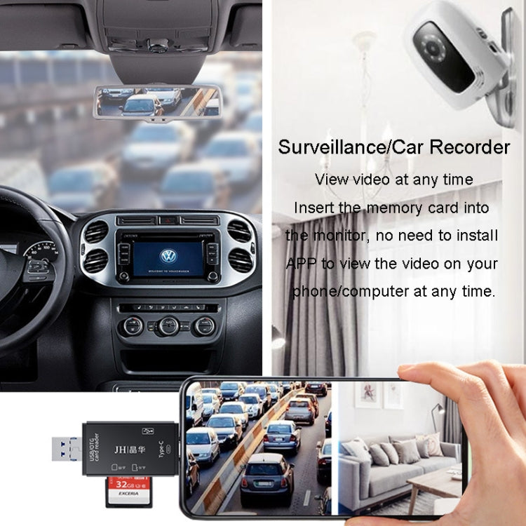 JINGHUA USB2.0 Multi-Function Card Reader SD/TF Dual Card Slot Cell Phone Computer Card Reader(Black)