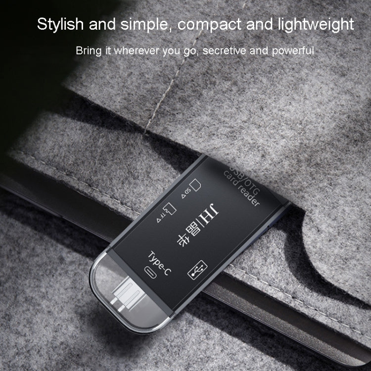 JINGHUA USB2.0 Multi-Function Card Reader SD/TF Dual Card Slot Cell Phone Computer Card Reader(Black)