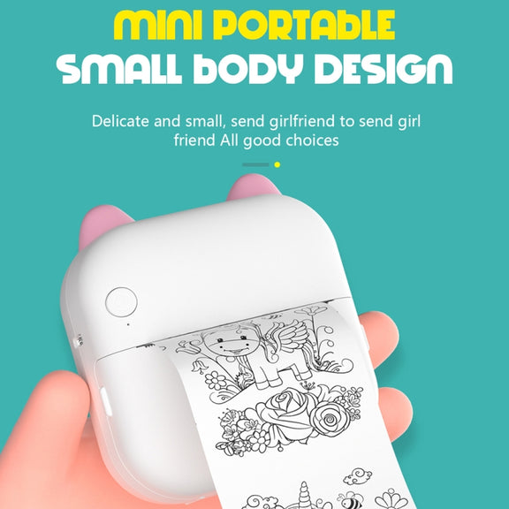 M5 Mini Cartoon Portable Bluetooth Printer Photo Thermal Printer(Pink)