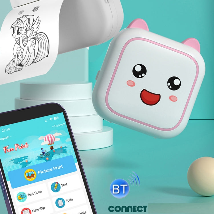C26 Mini Portable Bluetooth Photo Label Thermal Printer, Spec: Blue+5 Paper+5 Stickers+3 Color Paper