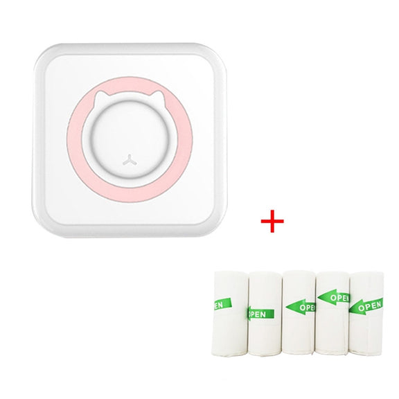 C15 Mini Student Bluetooth Inkless Photo Label Thermal Printer, Spec: Pink+5 Stickers