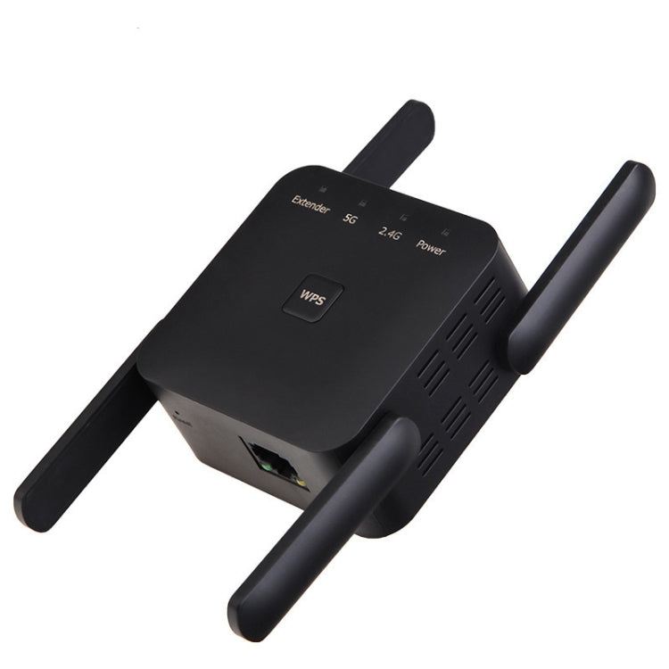 1200Mbps 2.4G / 5G WiFi Extender Booster Repeater Supports Ethernet Port Black EU Plug