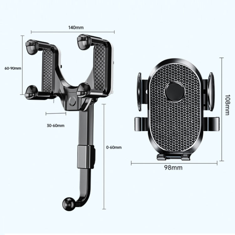Car Rearview Mirror Mobile Phone Holder Multifunctional AR Navigation Support Bracket(Extending Rod)