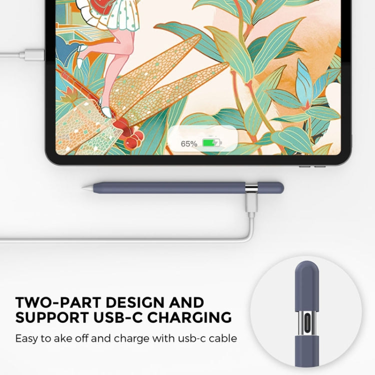 For Apple Pencil (USB-C) AhaStyle PT65-3 Silicone Same Color Protective Case(White)