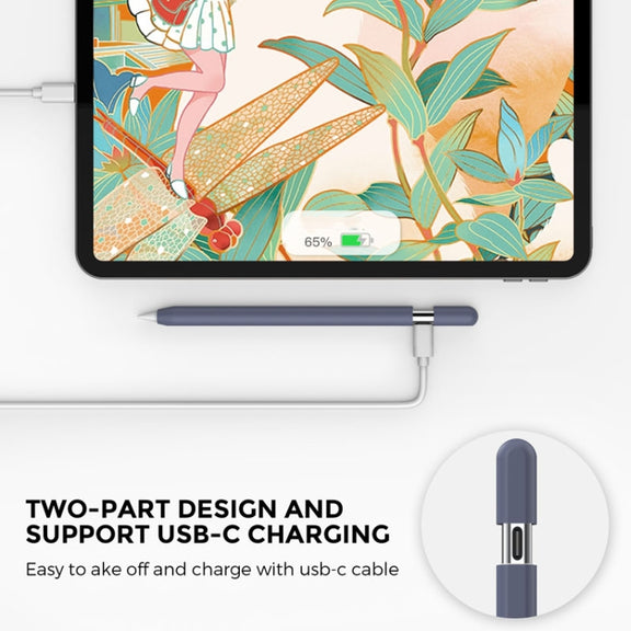 For Apple Pencil (USB-C) AhaStyle PT65-3 Silicone Same Color Protective Case(White)