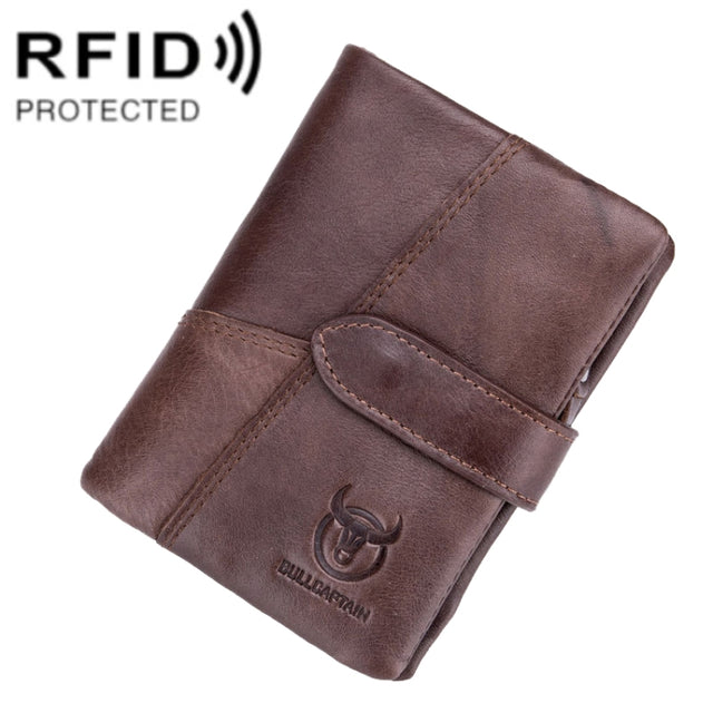 BULL CAPTAIN 01 RFID Anti-theft Multifunctional Cowhide Vertical Detachable Men Wallet(Coffee)
