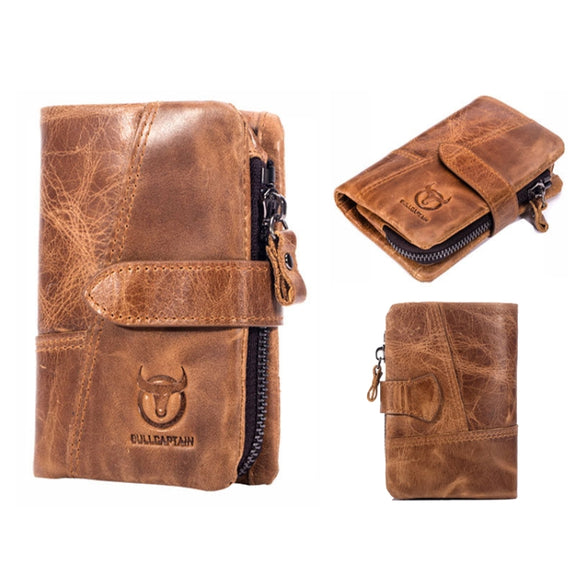 BULL CAPTAIN 01 RFID Anti-theft Multifunctional Cowhide Vertical Detachable Men Wallet(Coffee)