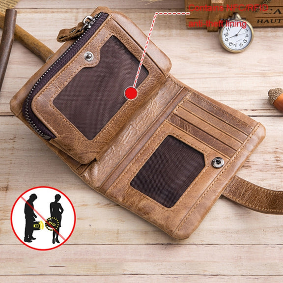 BULL CAPTAIN 01 RFID Anti-theft Multifunctional Cowhide Vertical Detachable Men Wallet(Coffee)