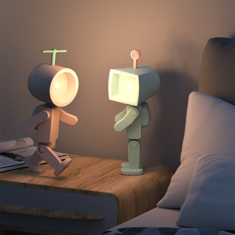 Mini Astronaut Magnetic LED Night Light Desktop Building Block Ornaments Desk Lamp, Color: Round White