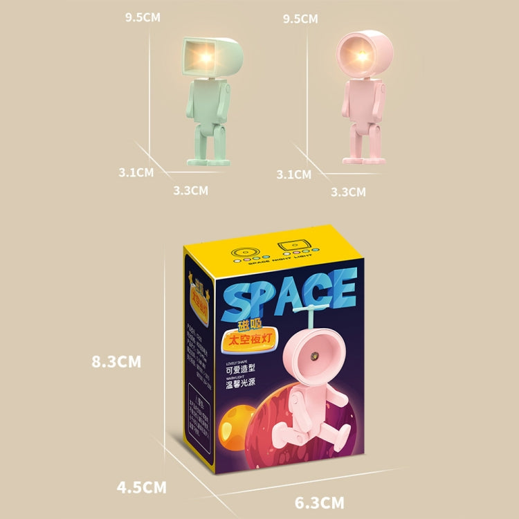 Mini Astronaut Magnetic LED Night Light Desktop Building Block Ornaments Desk Lamp, Color: Round Pink