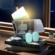 Mini Astronaut Magnetic LED Night Light Desktop Building Block Ornaments Desk Lamp, Color: Round Blue
