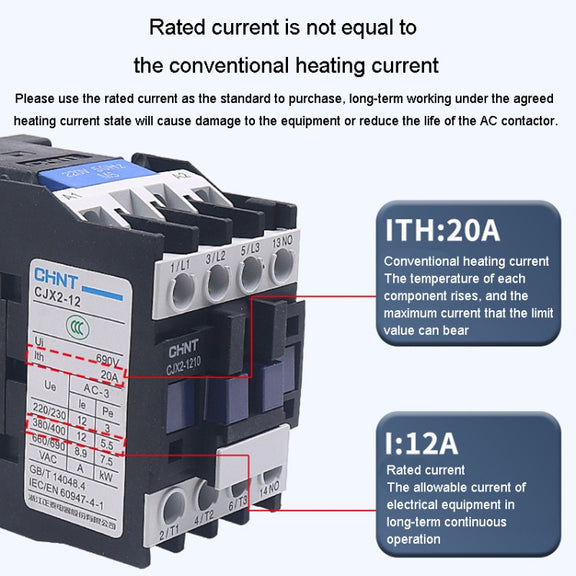 CHNT CJX2-3210 32A 220V Silver Alloy Contacts Multi-Purpose Single-Phase AC Contactor