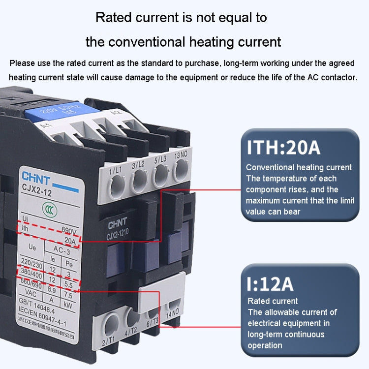 CHNT CJX2-3210 32A 220V Silver Alloy Contacts Multi-Purpose Single-Phase AC Contactor