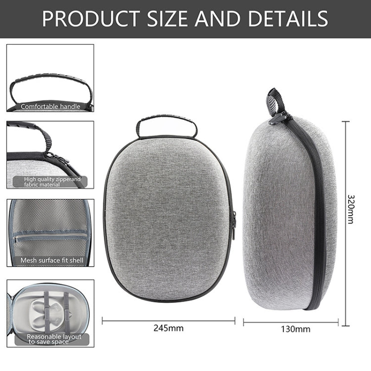 For Meta Quest 3 VR Storage Bag EVA Hard Shell Case Handbag(Grey)