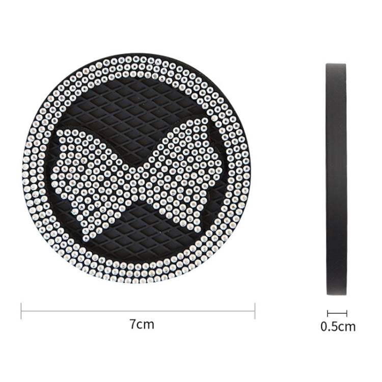 Car Multifunctional Anti-slip Coaster with Diamond Bow Crystal(White)