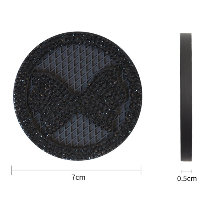 Car Multifunctional Anti-slip Coaster with Diamond Bow Crystal(Black)